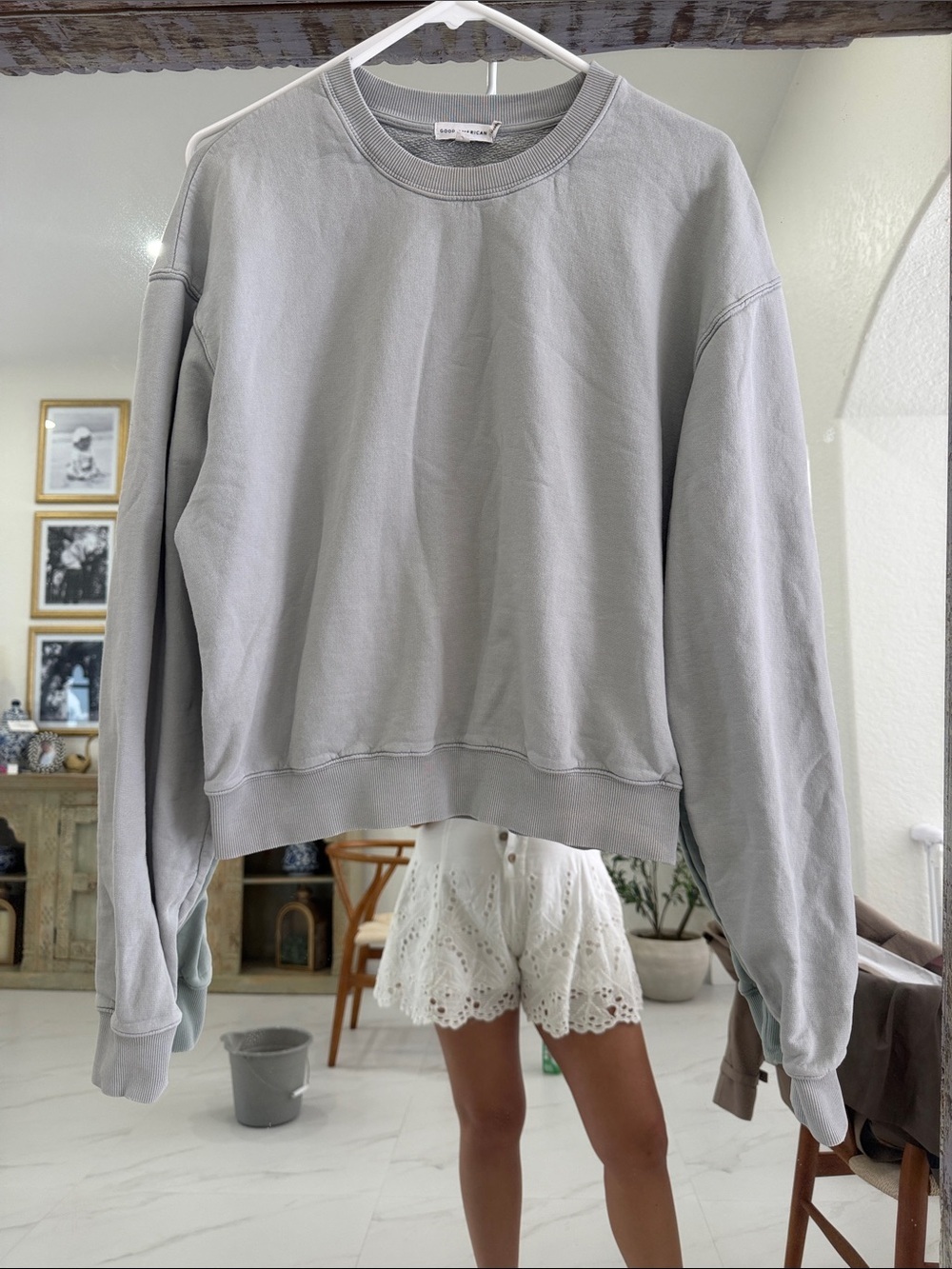 Good American Light Gray Crewneck Sweatshirt